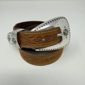 Tony Lama Dakota Western Leather Belt Turquoise 40-44